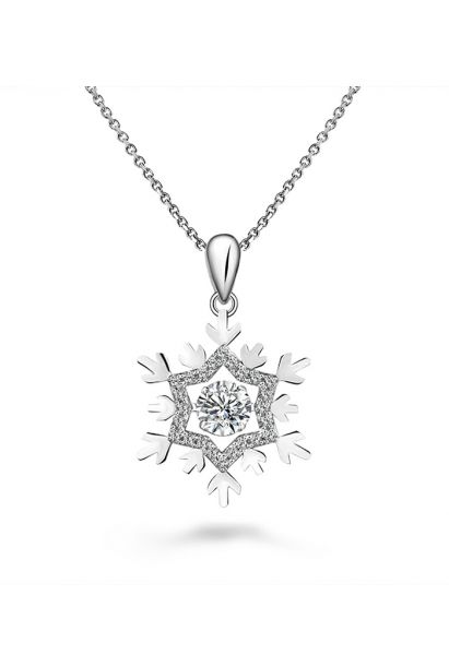 Collana di diamanti Moissanite con ciondolo a forma di fiocco di neve