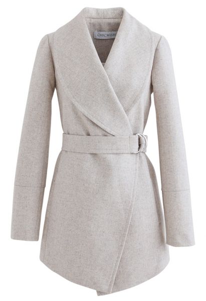 Cappotto Rabato in misto lana con cintura e cintura avorio