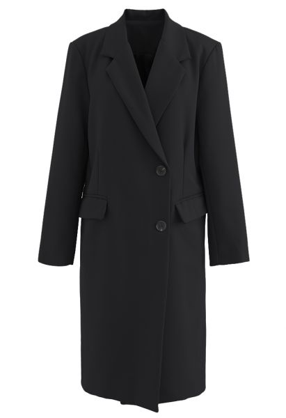 Cappotto monopetto con tasche lunghe di colore nero
