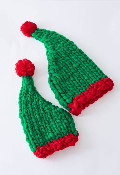 Cappello di Natale Pom-Pom intrecciato a blocchi di colore