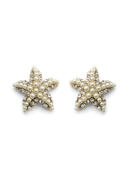 Orecchini a forma di stella marina con perle di cristallo