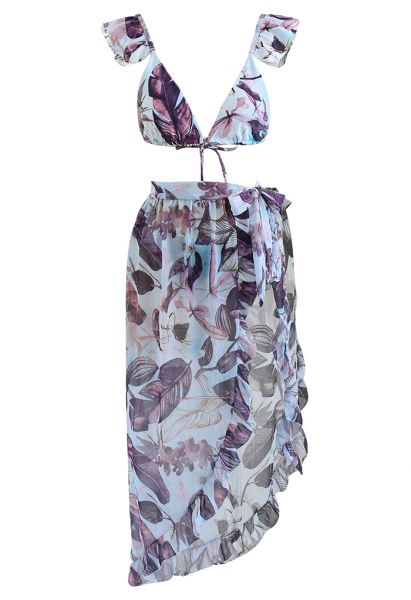 Set copri bikini con cinturino svolazzante Rainforest Vibe in viola