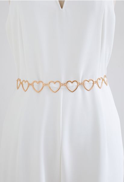 Cintura a catena in metallo a forma di cuore dorato