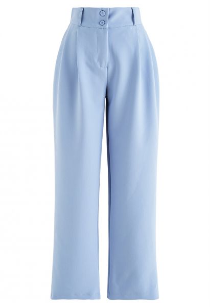 Affascinanti pantaloni drappeggiati a gamba dritta in blu
