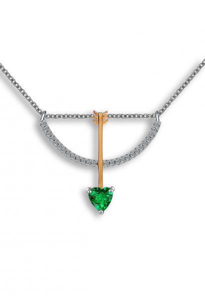 Collana di gemme di smeraldo con freccia di Cupido