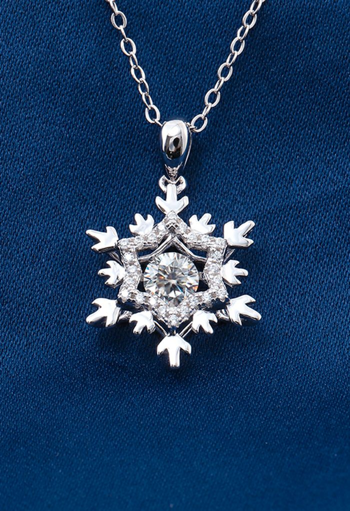 Collana di diamanti Moissanite con ciondolo a forma di fiocco di neve