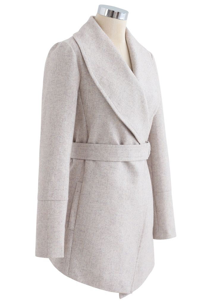 Cappotto Rabato in misto lana con cintura e cintura avorio