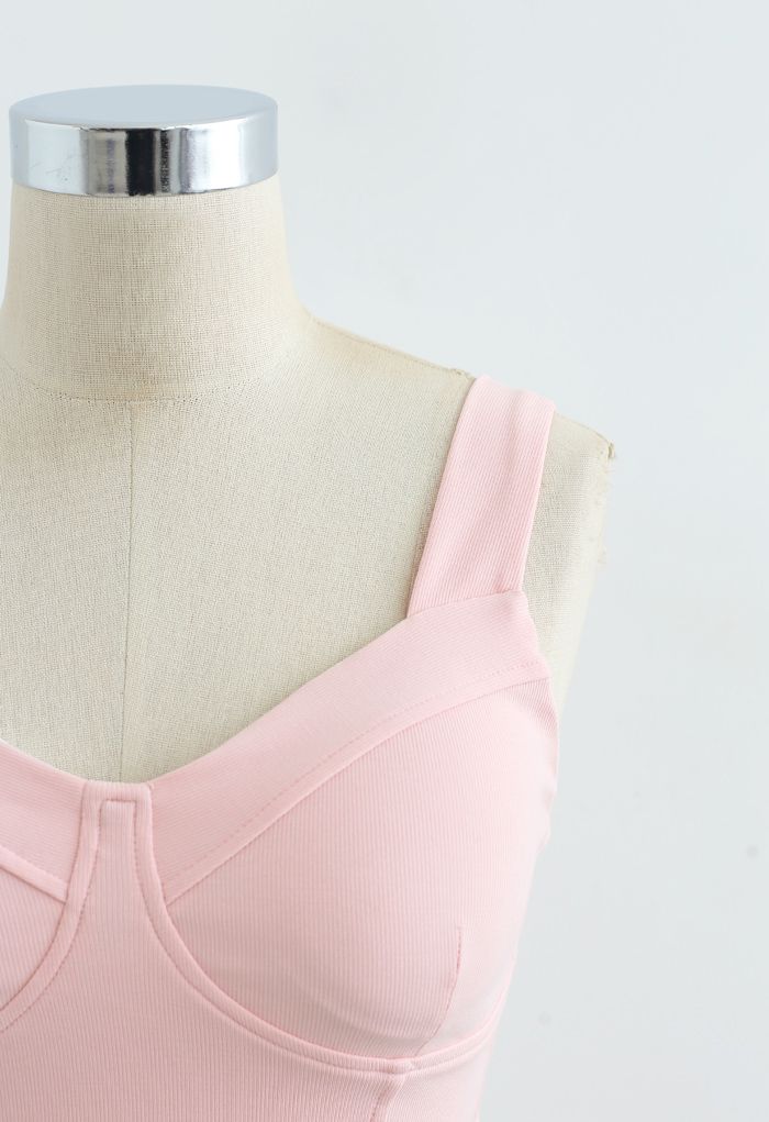 Reggiseno sportivo Cami a basso impatto con cuciture in rosa nudo
