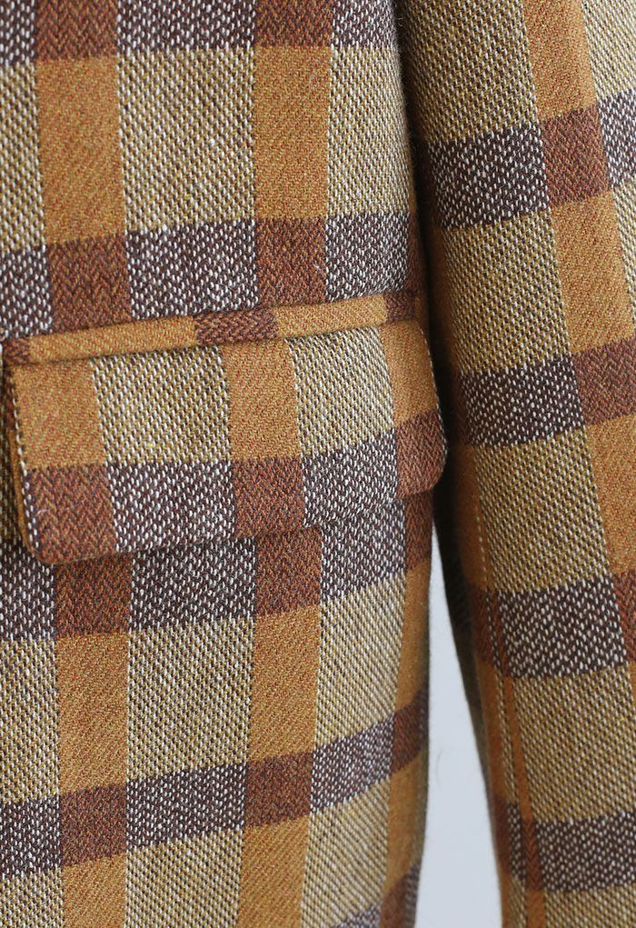 Cappotto lungo doppiopetto in misto lana a quadri colorati