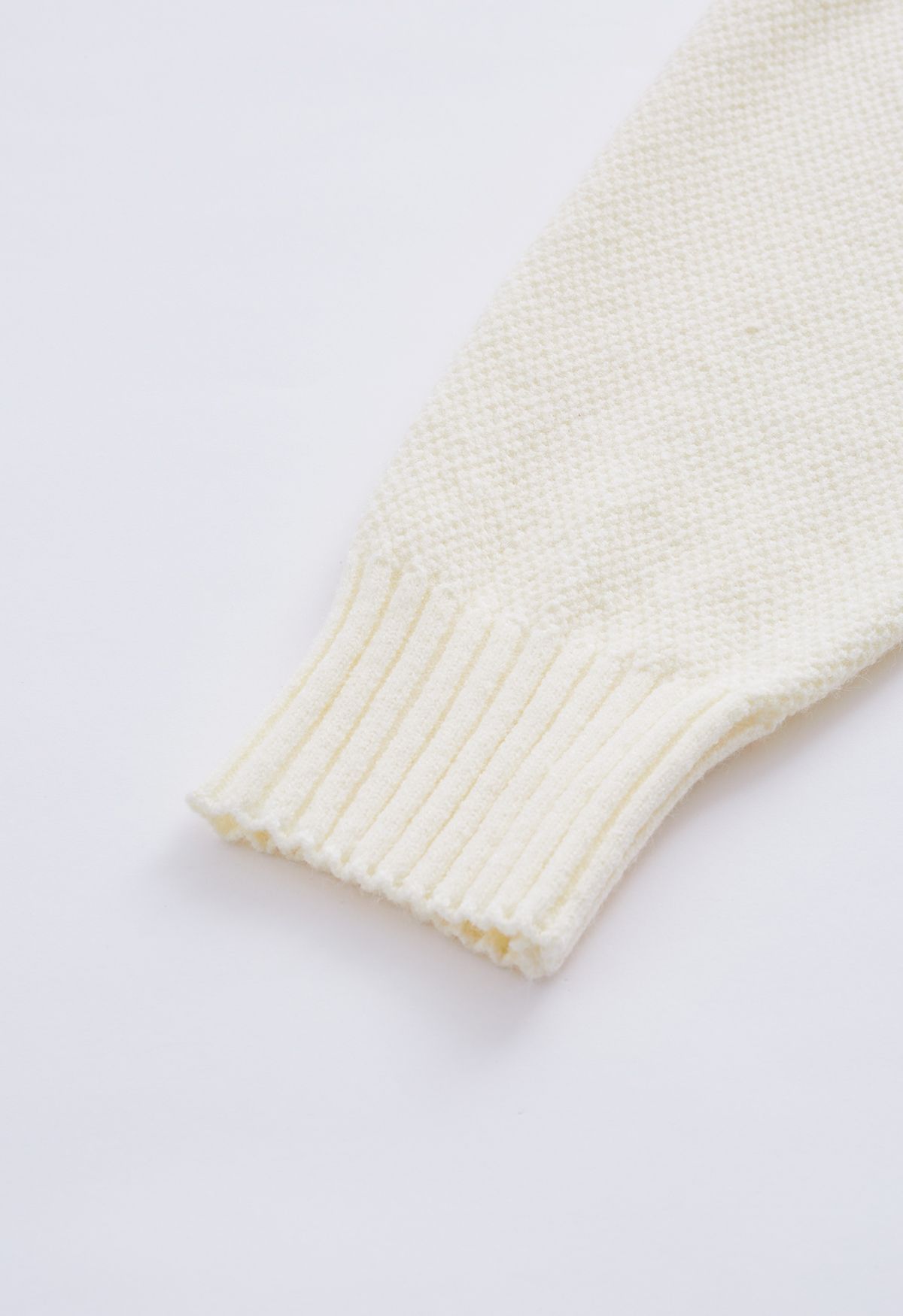 Set di maglione Hi-Lo a maglia waffle e pantaloni a gamba larga color crema