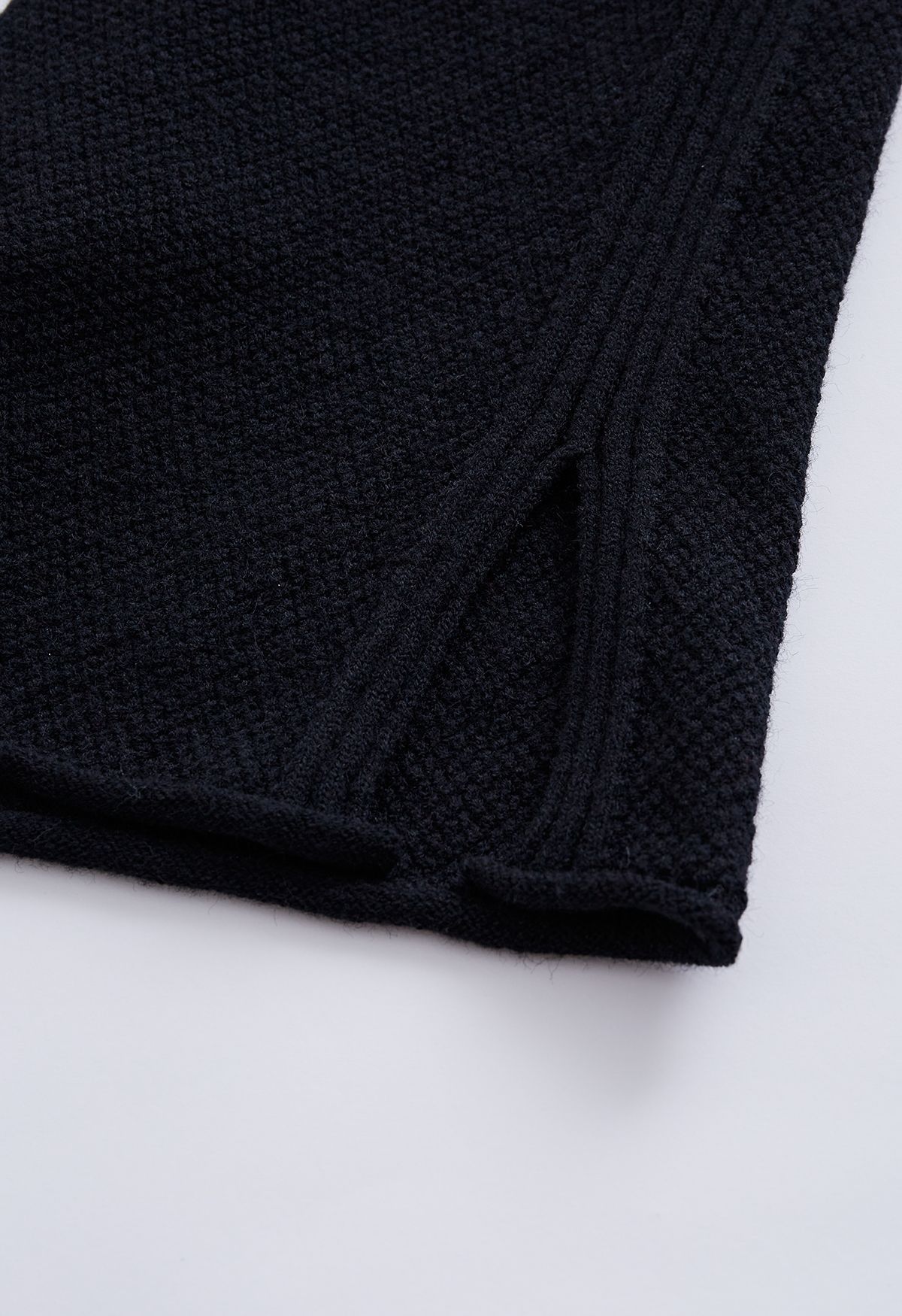 Set di maglione Hi-Lo a maglia waffle e pantaloni a gamba larga in nero