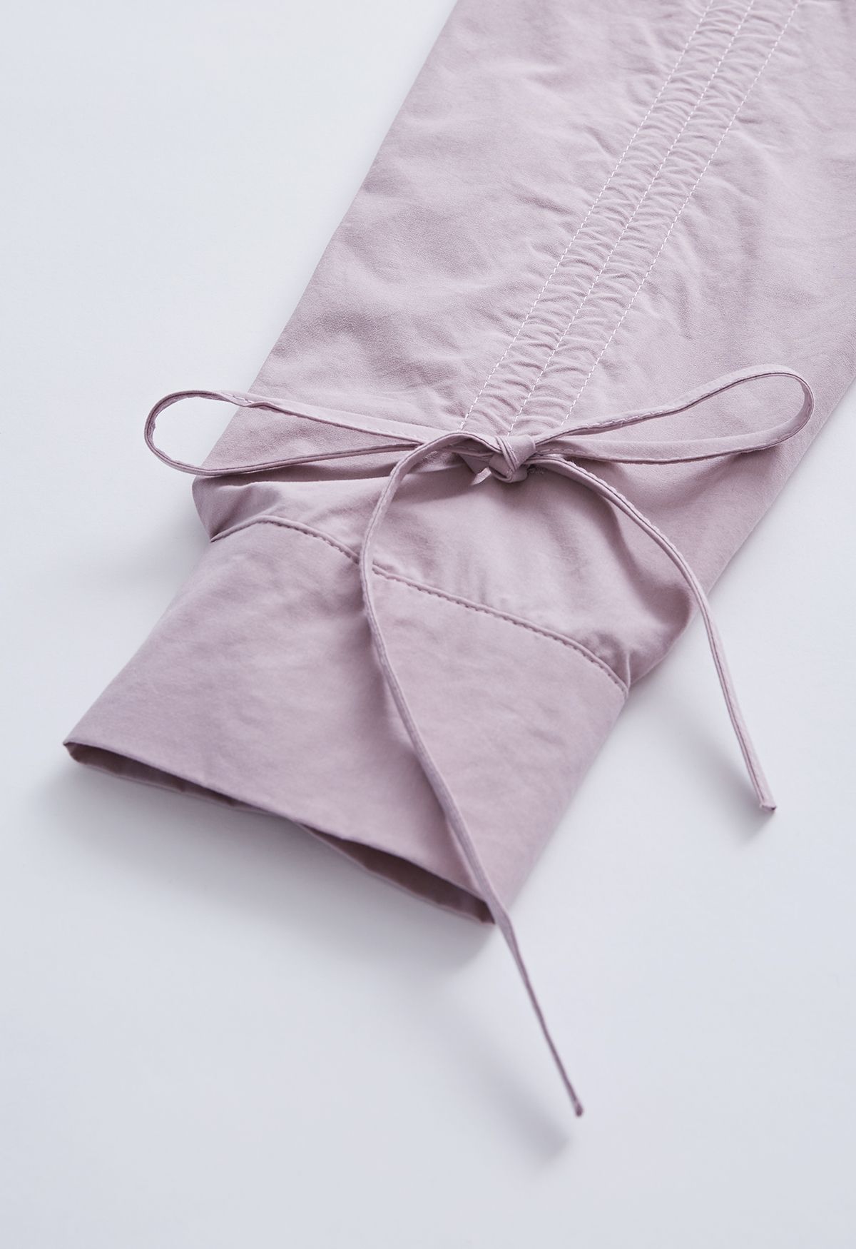 Camicia in cotone abbottonato con maniche a coulisse in rosa antico