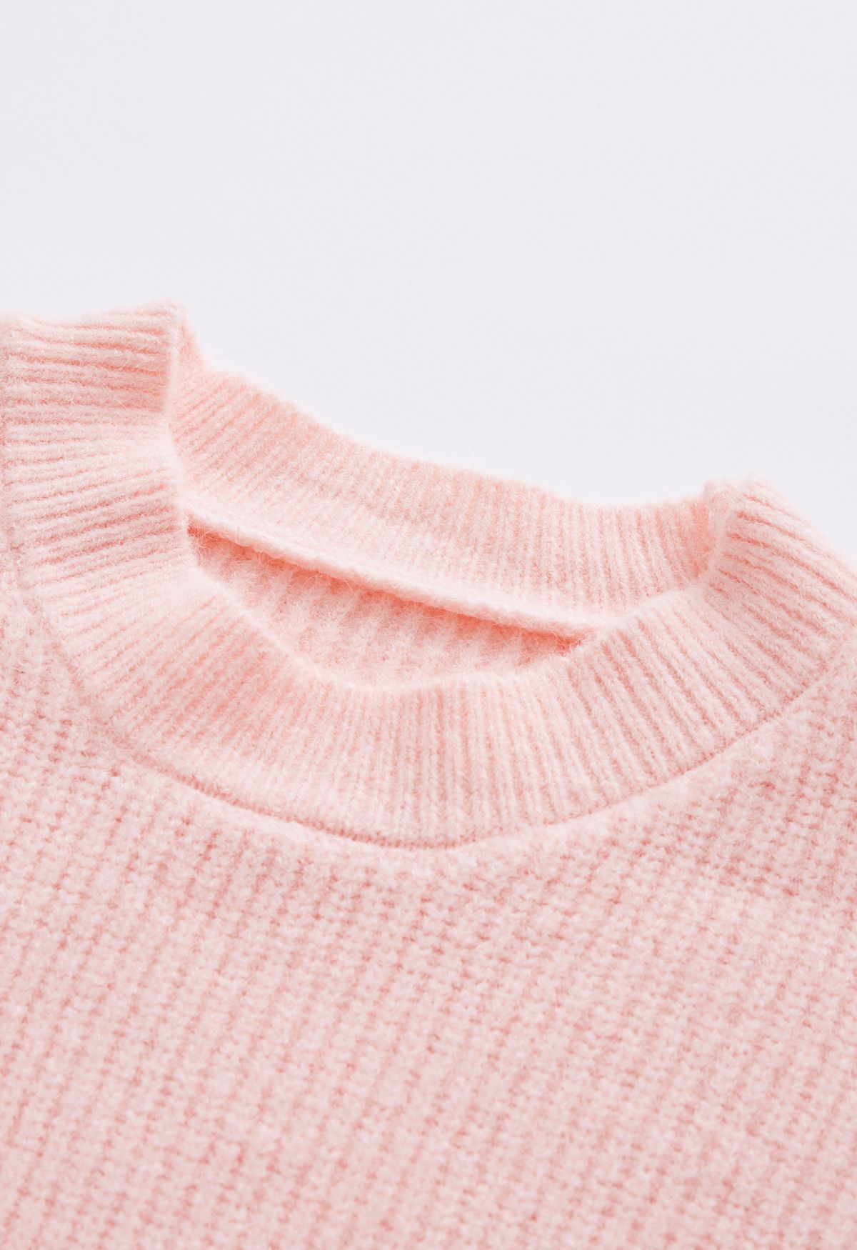 Maglione in maglia a coste con scollo tondo Ombre in rosa