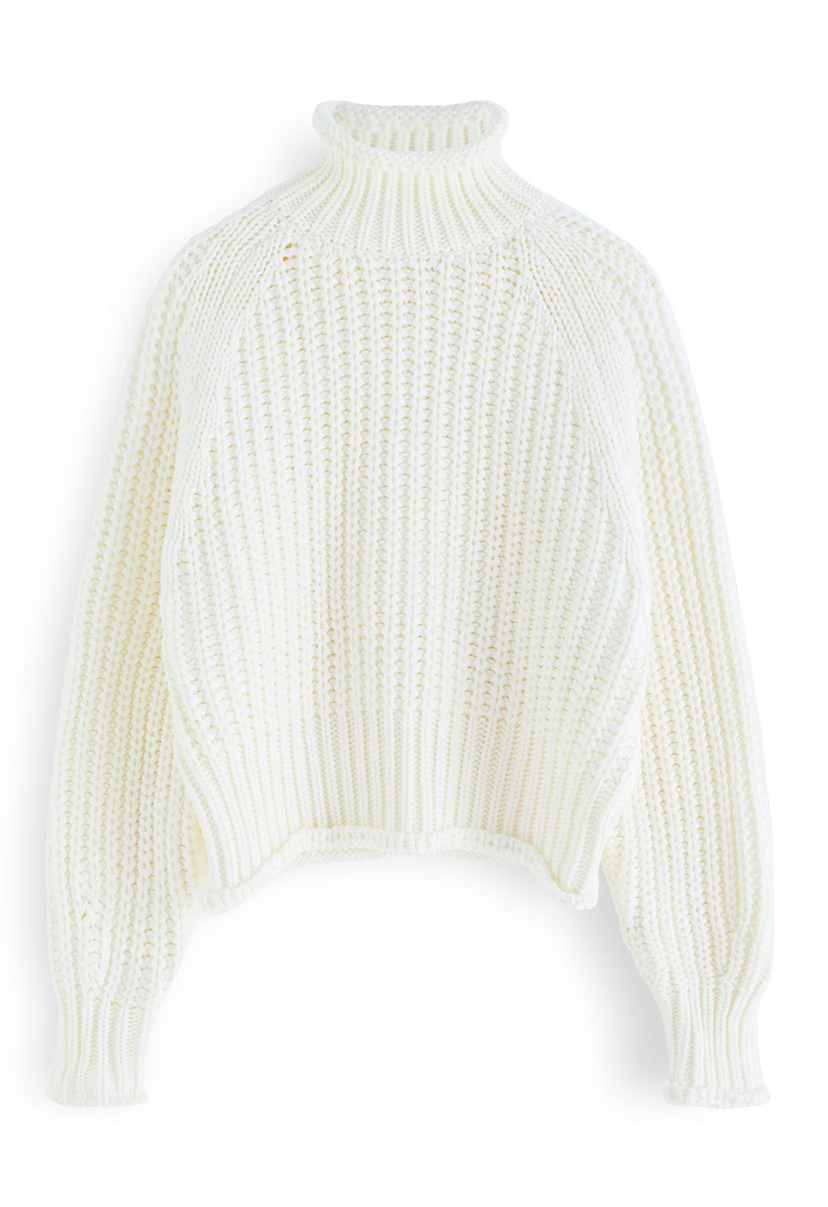 Maglione a collo alto in maglia pesante in bianco