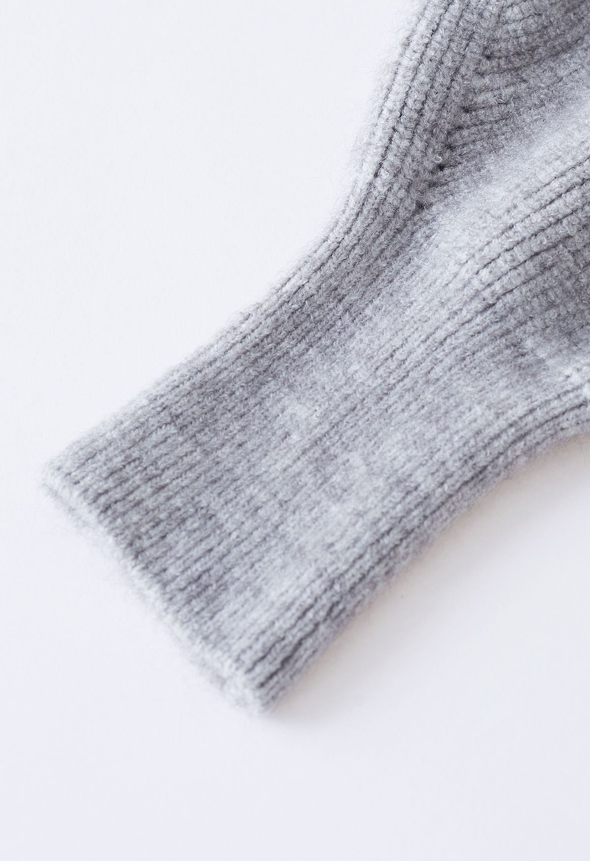 Top in maglia a portafoglio con fiocco da annodare in grigio