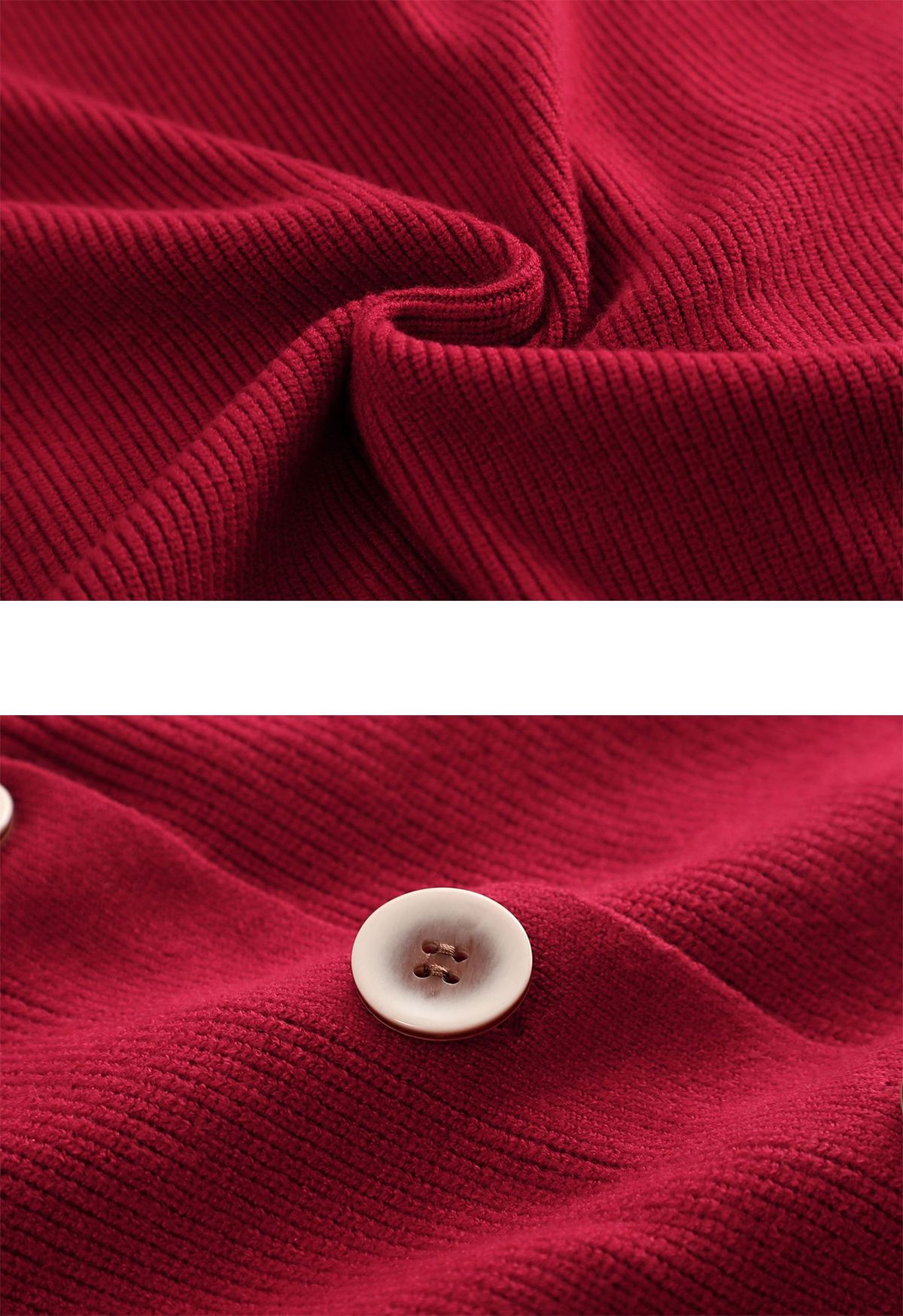 Cardigan in maglia con scollo a V e bottoni sul davanti in rosso