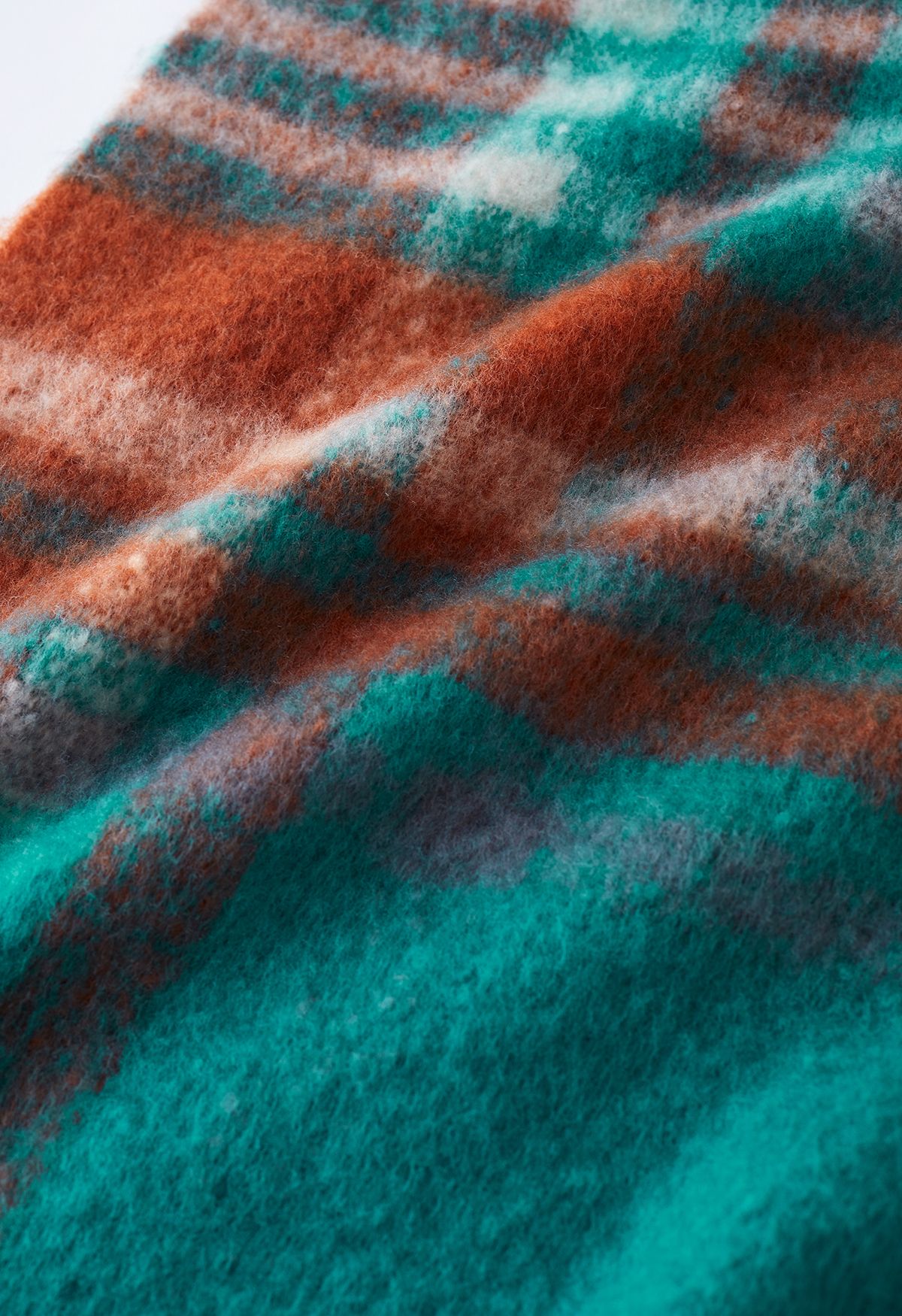 Sciarpa scozzese in mohair fuzzy turchese