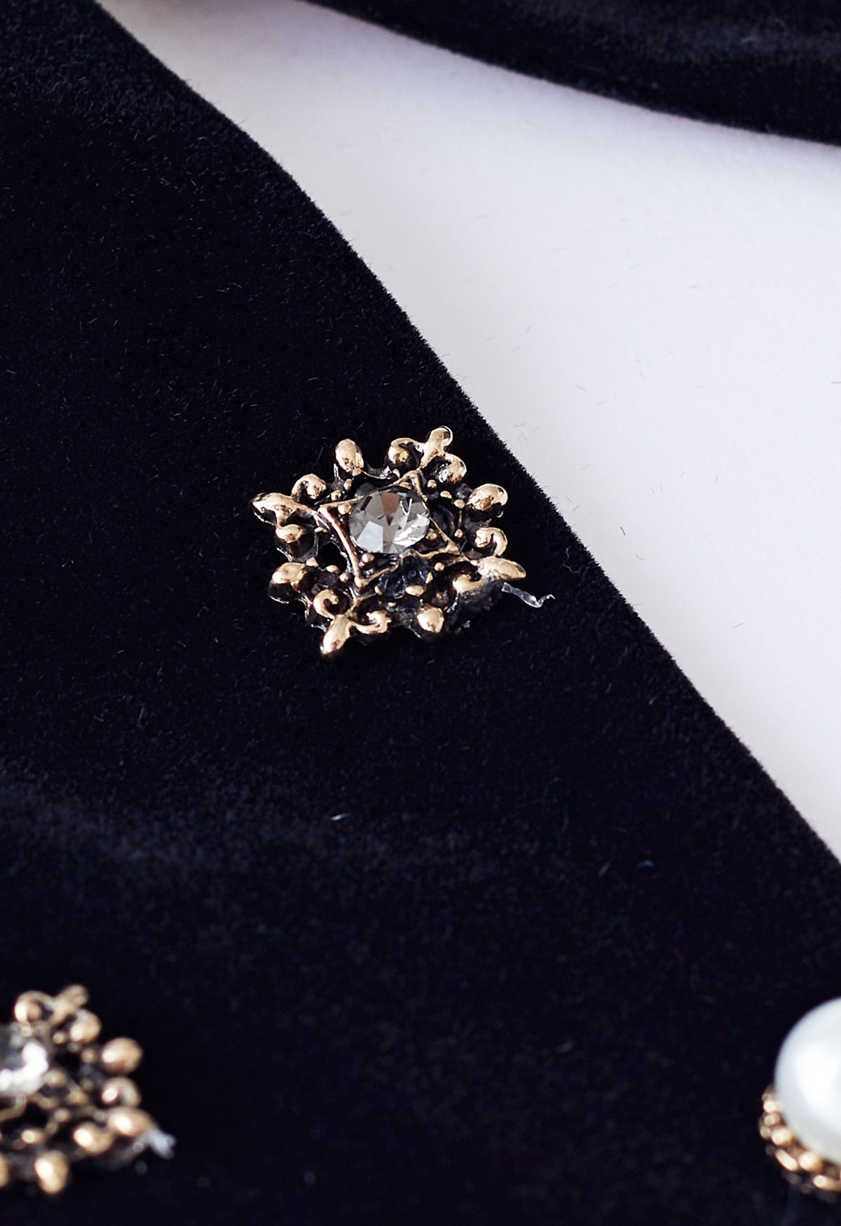 Scrunchie di velluto Bowknot Pearl Diamond in nero