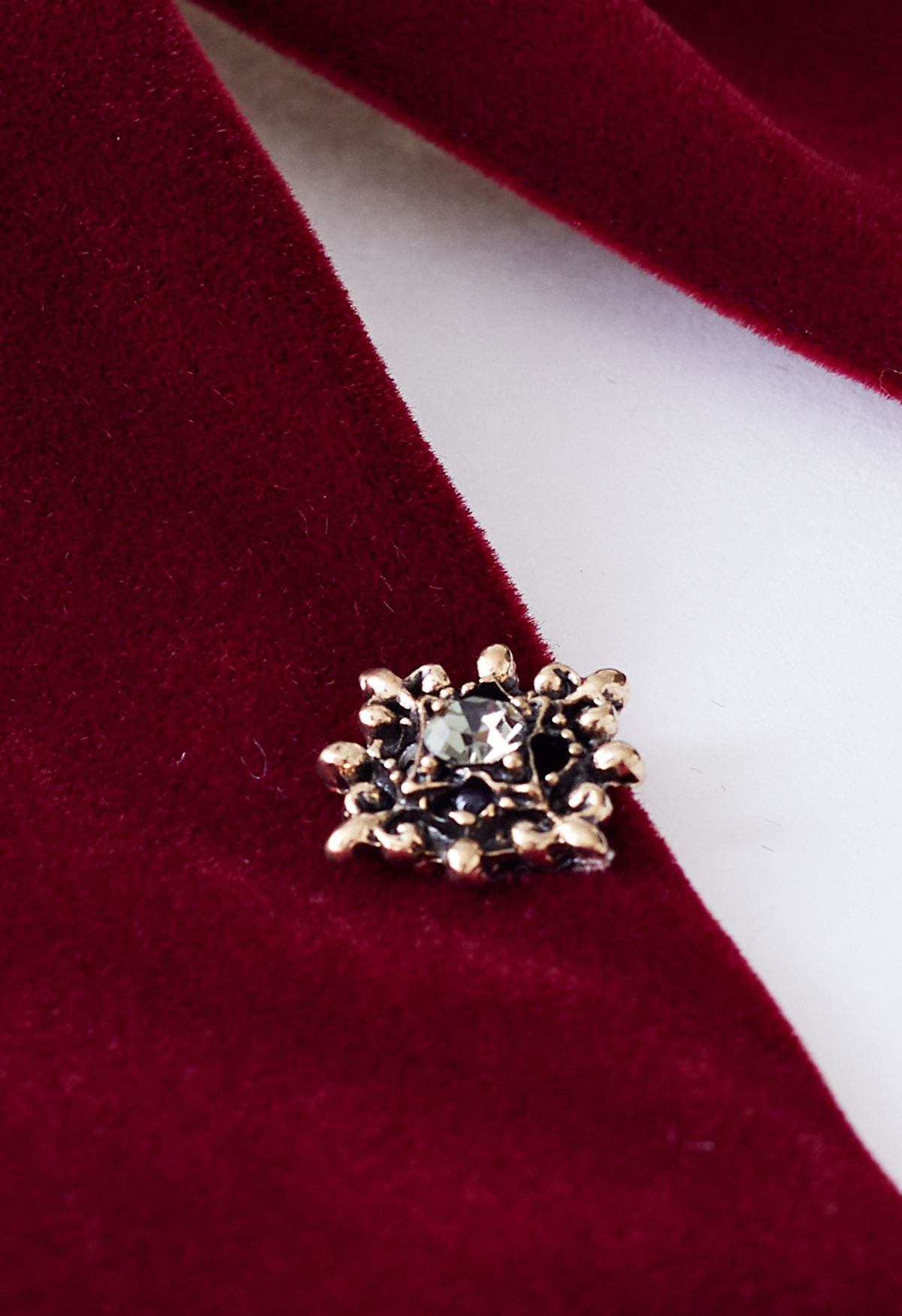 Scrunchie in velluto Bowknot Pearl Diamond in Borgogna