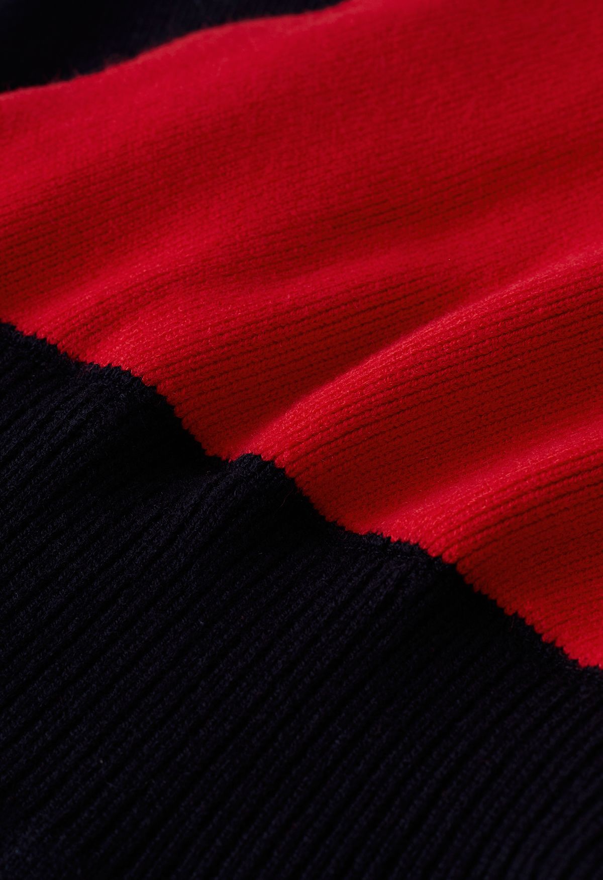 Cafe Time - Abito in maglia a portafoglio ondulato a contrasto rosso