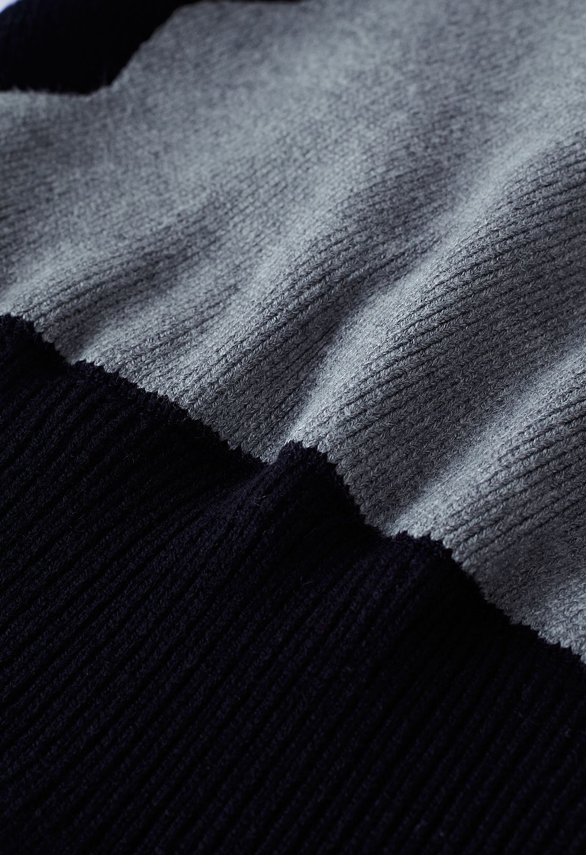 Cafe Time - Abito in maglia a portafoglio ondulato a contrasto grigio