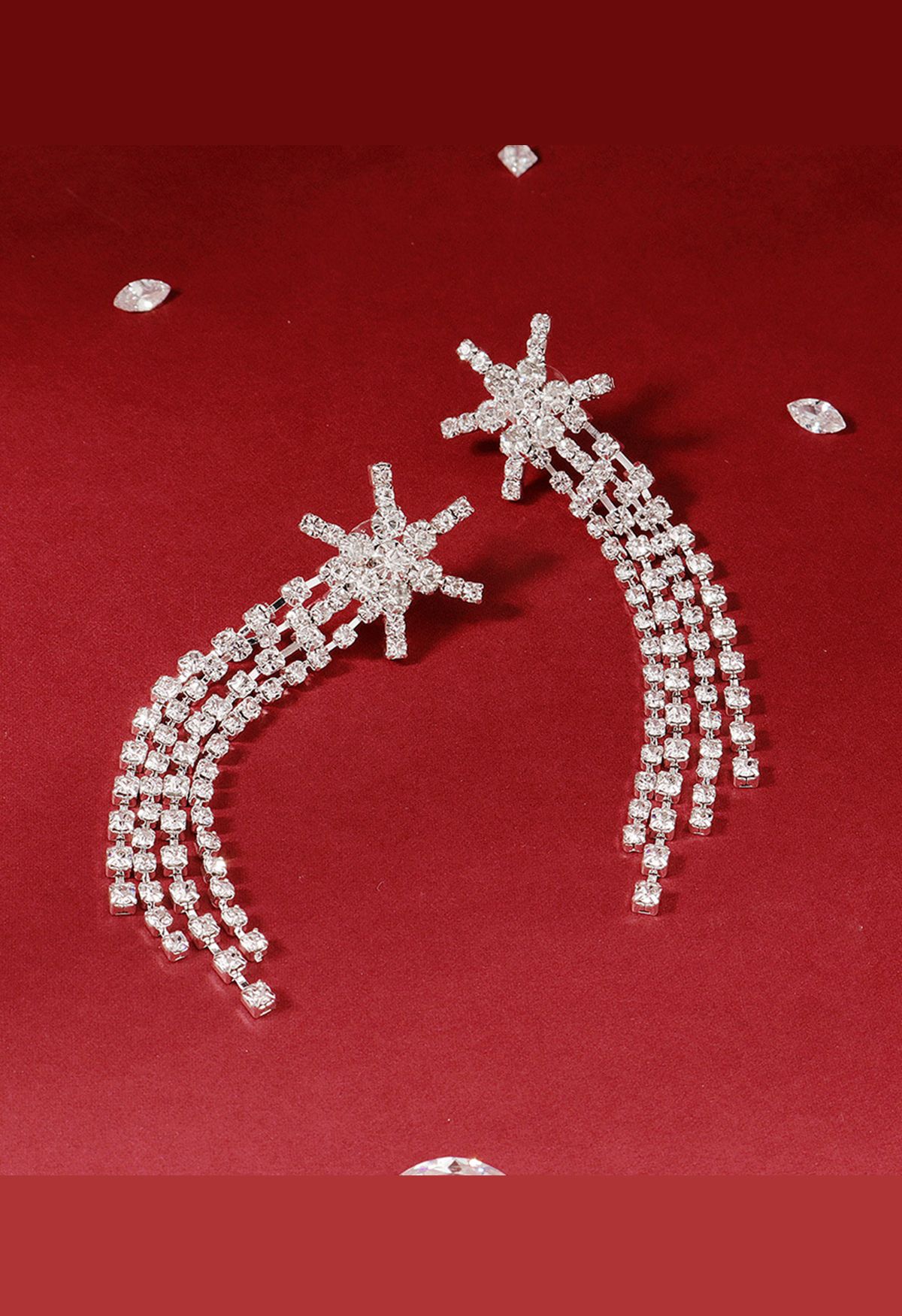 Orecchini pendenti con nappa di diamanti pieni di esagramma