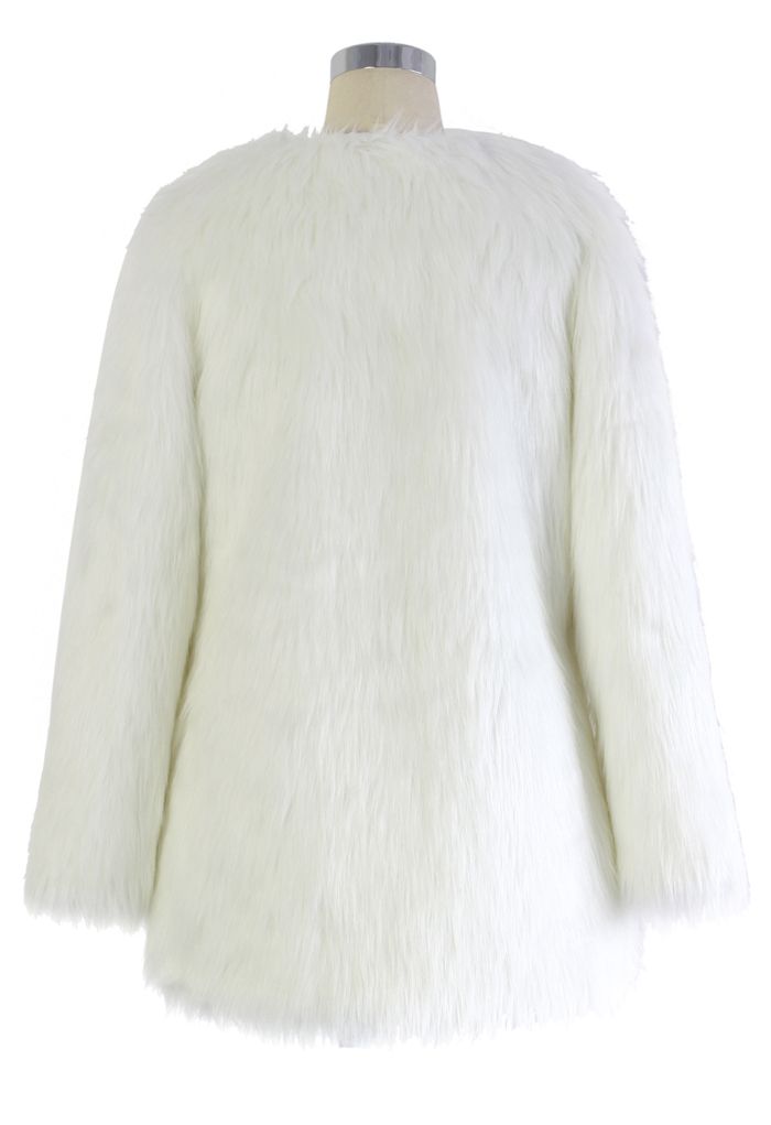 Cappotto in pelliccia sintetica bianca Glam Chicwish