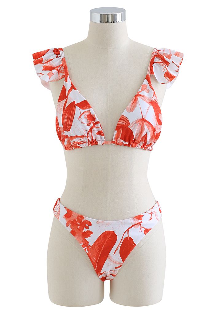 Set copri bikini con cinturino svolazzante Rainforest Vibe in arancione
