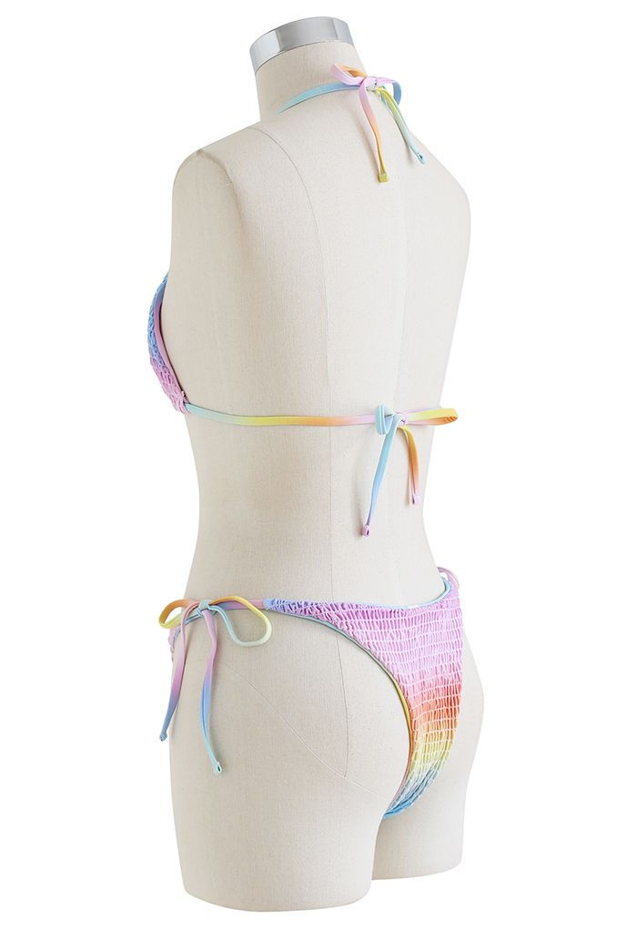 Set bikini arricciato Ombre arcobaleno