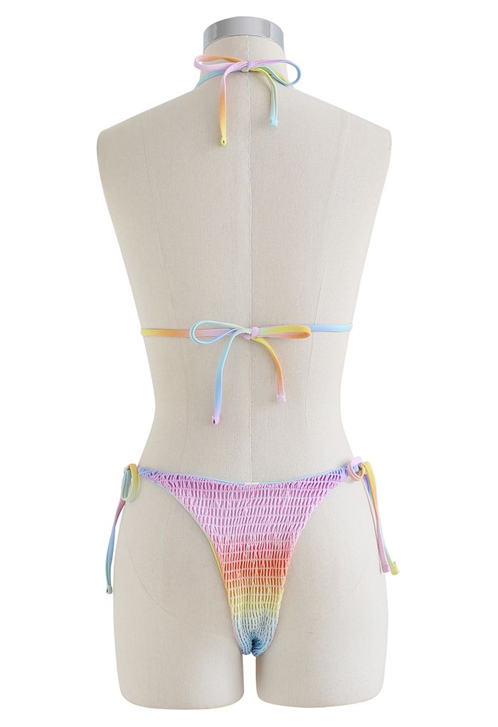 Set bikini arricciato Ombre arcobaleno