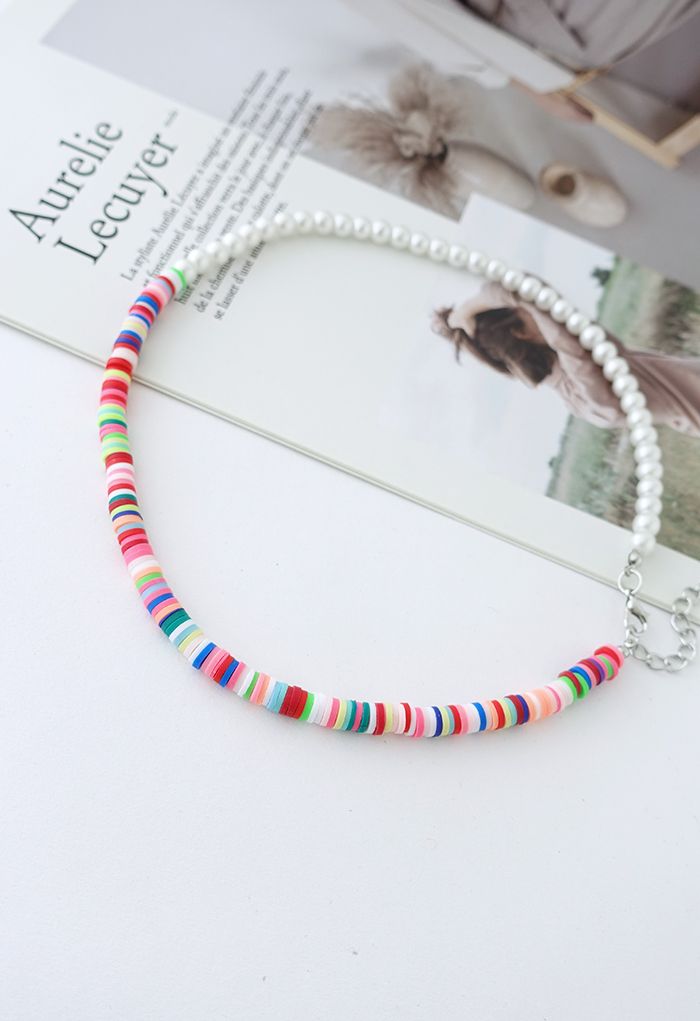 Collana di perle impiombate con perline colorate