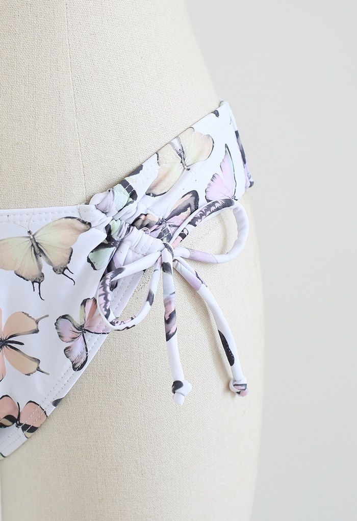 Set bikini con scollo all'americana e stampa di farfalle
