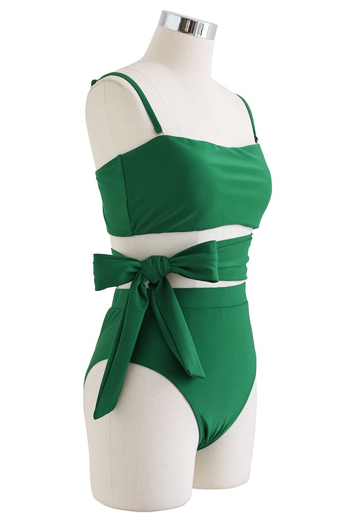 Completo bikini con papillon verde vintage
