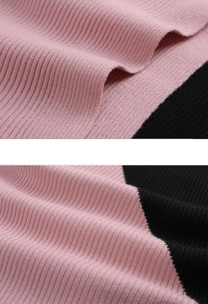 Maglione bicolore con maniche a pipistrello con scollo a barchetta in rosa