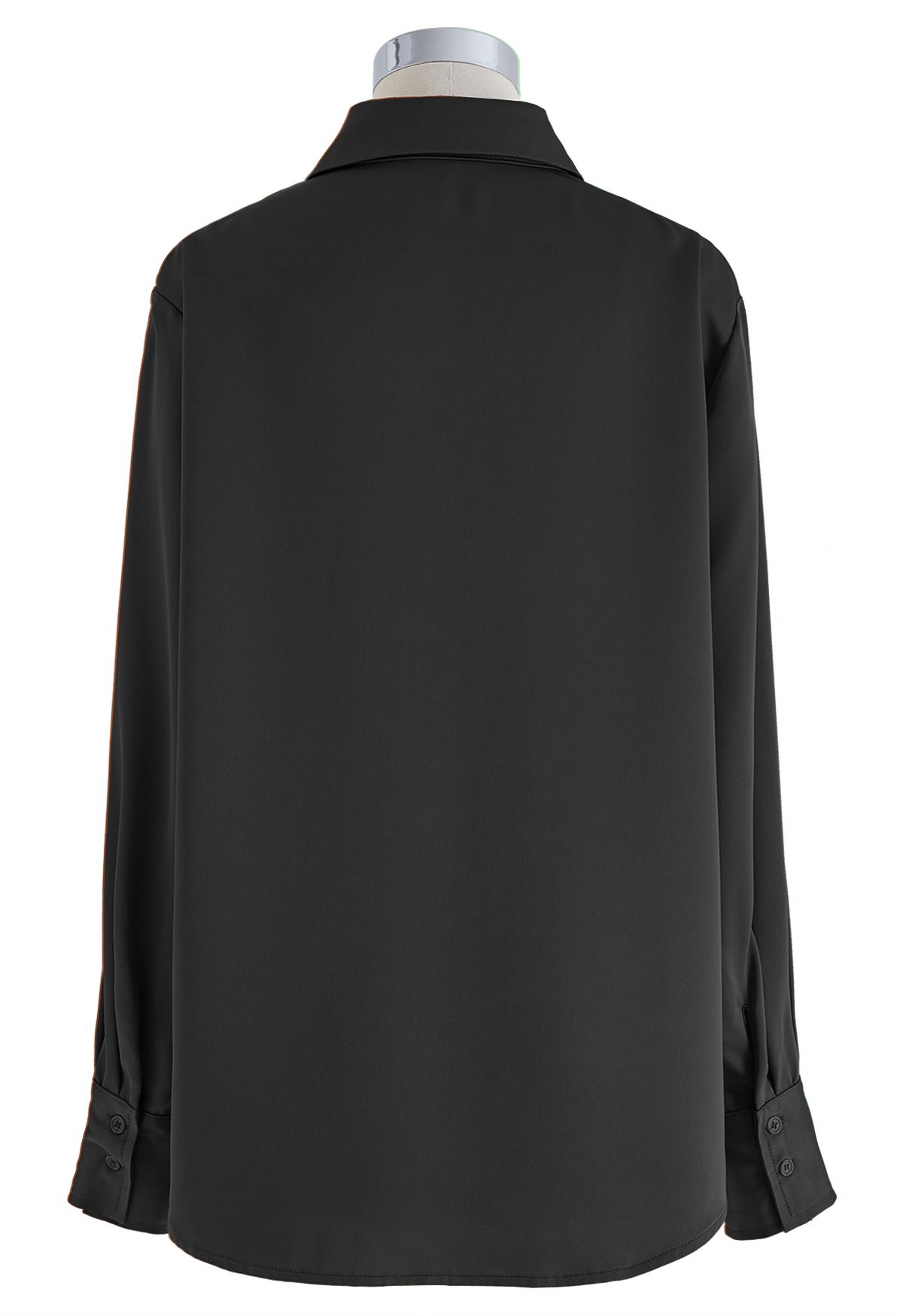 Camicia abbottonata con finitura satinata in nero