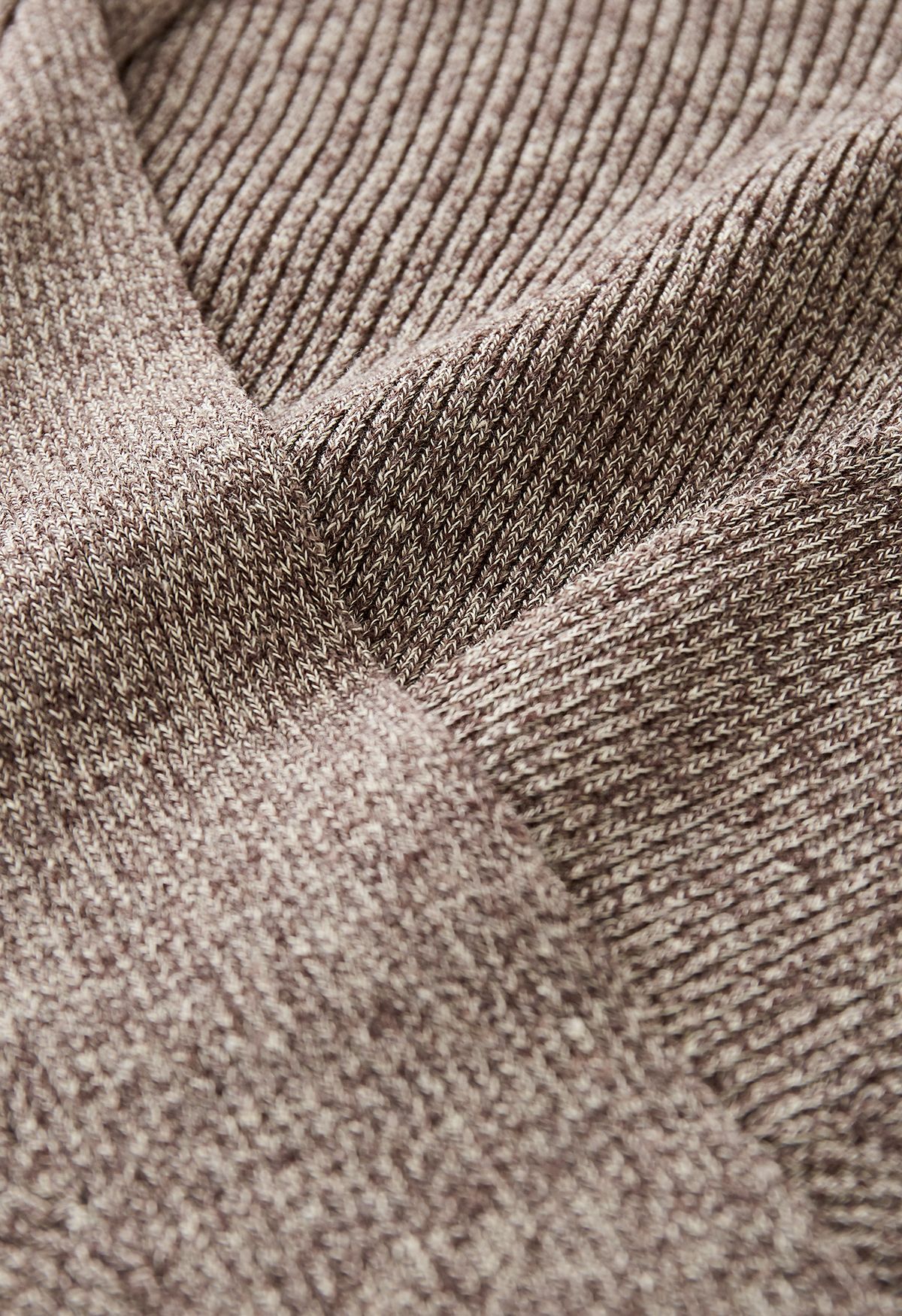 Top in maglia con allacciatura incrociata in vita color talpa