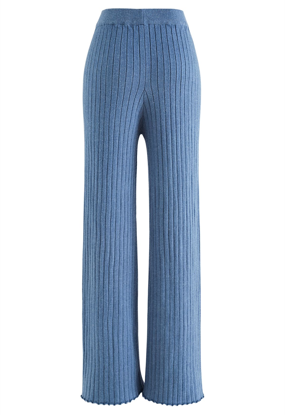 Pantaloni a coste in maglia a gamba dritta in blu