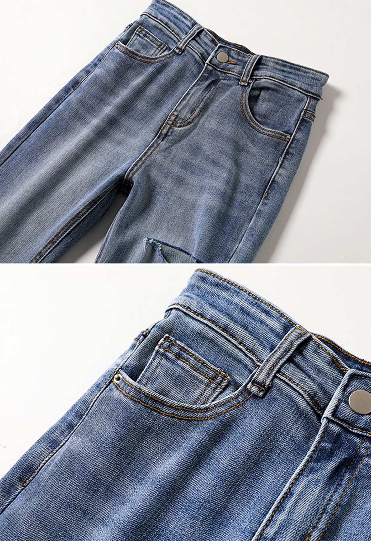 Jeans svasati strappati blu vintage