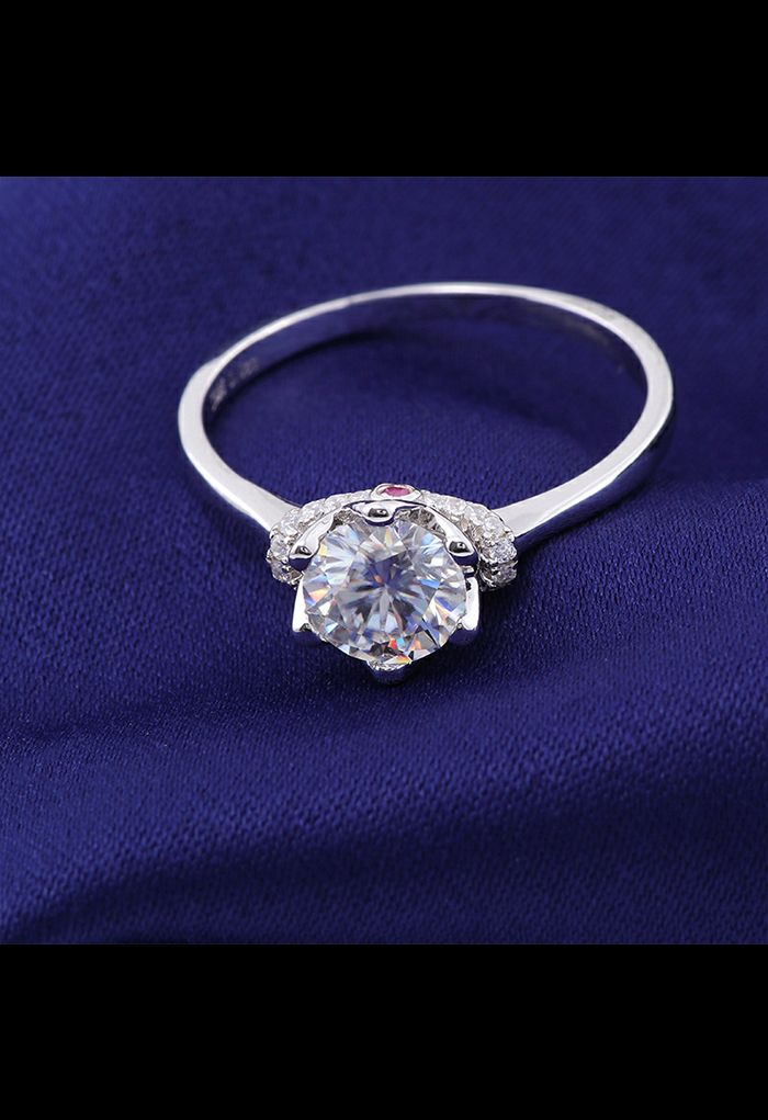 Anello di diamanti Moissanite con decorazioni di gioielli rosa
