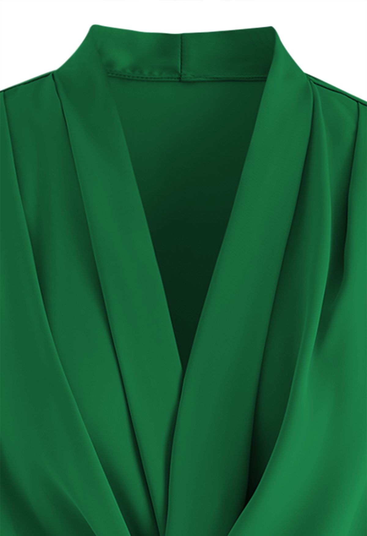 Top in raso con fiocco incrociato color smeraldo
