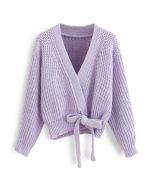 Avvolgere un maglione a maglia grossa con fiocco in lavanda