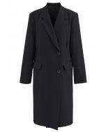Cappotto monopetto con tasche lunghe di colore nero