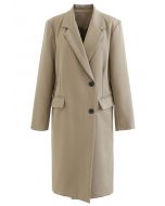 Cappotto monopetto con tasche lunghe color marrone chiaro