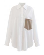 Camicia abbottonata in ecopelle bianca