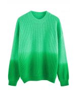 Maglione in maglia a coste con scollo tondo Ombre in verde