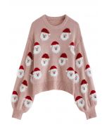 Top in maglia sfocata di Babbo Natale in rosa