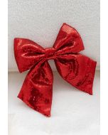 Ornamento di Natale con fiocco in paillettes pieno in rosso