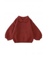 Maglione con maniche a sbuffo con colletto per bambole in rosso per bambini