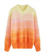 Maglione in maglia pesante con scollo a V Sunset Ombre