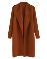 Elegante cappotto in maglia aperto sul davanti color caramello